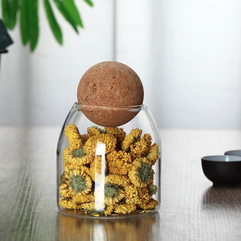 Piscepio Glass Jar with Wood Lid Ball Jar Small Food Storage Container Clear Candy Jars Canister Sugar Coffee Tea Beans Spice Salt Storage 2 PSC 500 ML - Image 4